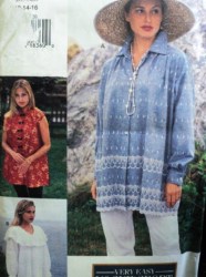 8883 EZ VOGUE LOOSE COLLAR SHIRT SLEEVES/ POET OR NOT PATTERN 12-16 OR 6-10 CHOICE UNCUT